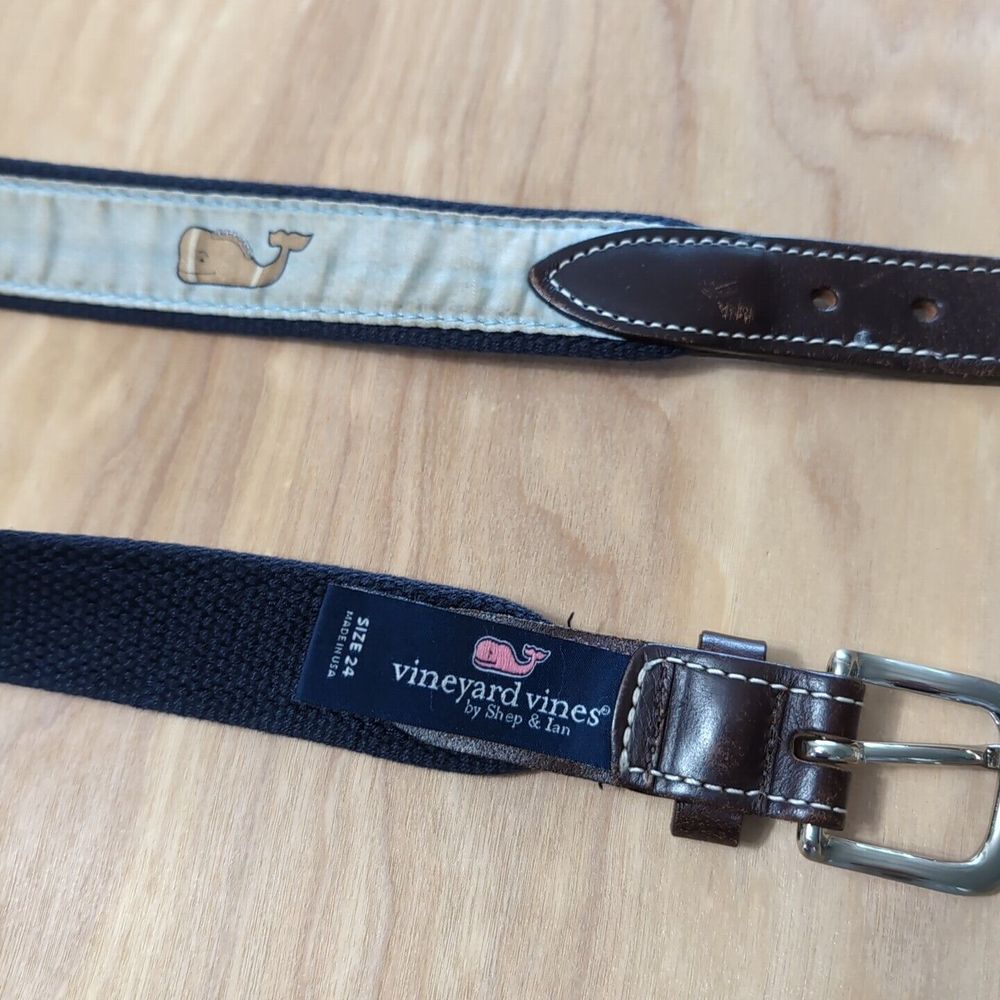 Kids Vineyard‎ Vines Leather And Canvas American Flag Belt Size 24